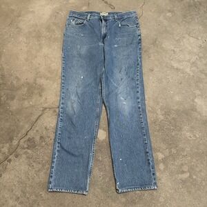 LL Bean Mens Jeans 35x33 (Tag 35x34) Blue Straight Leg Denim Cotton Classic Fit